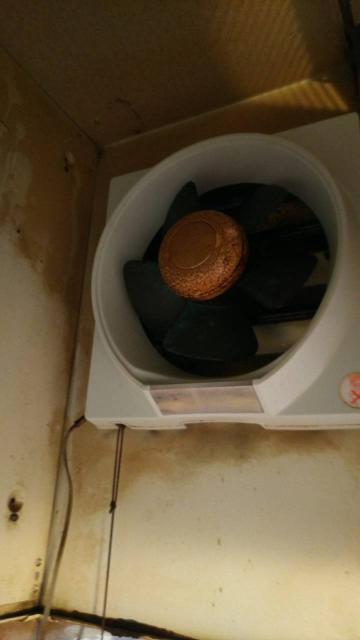 油ギトギト換気扇(作業後)<br>油を綺麗に洗浄して白さが戻りました。
