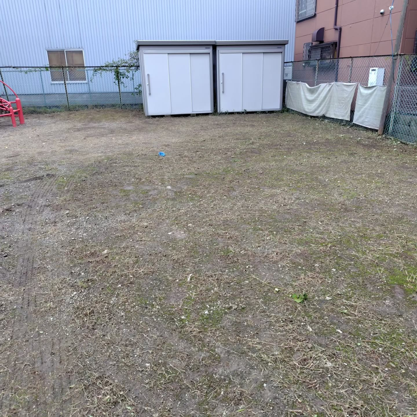 今日の園庭は大変な状態でした。